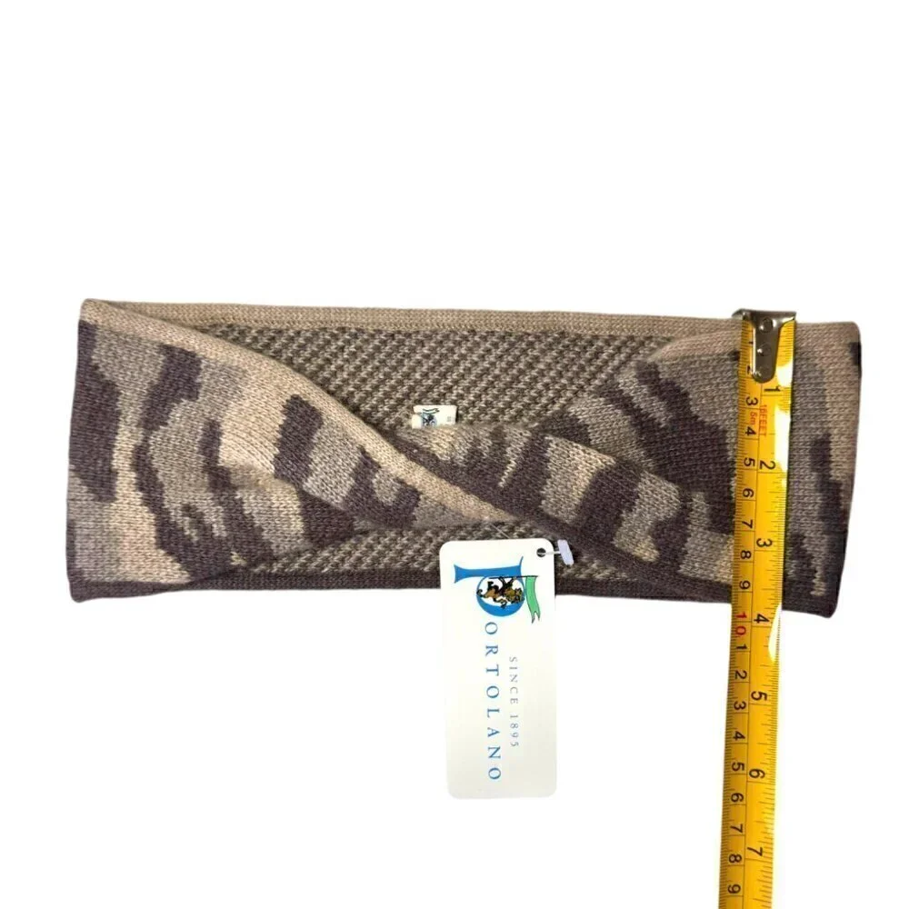 NWT Portolano Twist Headband Knit Cashmere Angora Blend Brown Beige Fall Winter
